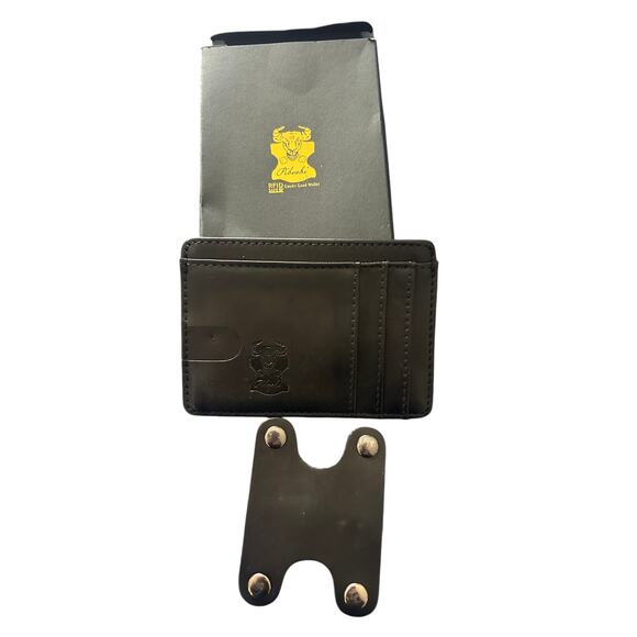 NIB Piboshi Black Leather RFID Credit Card Wallet Slots for Credit Card. Cash ID - Picture 5 of 5